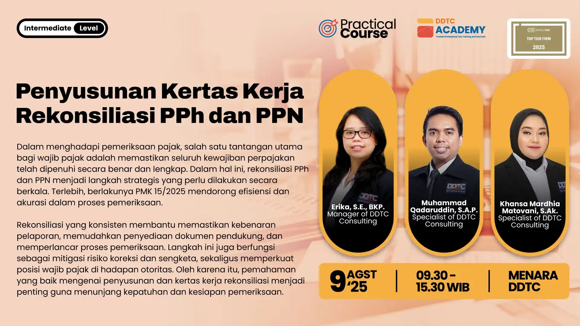 Hari Terakhir Pendaftaran Course Kertas Kerja Rekonsiliasi PPh dan PPN
