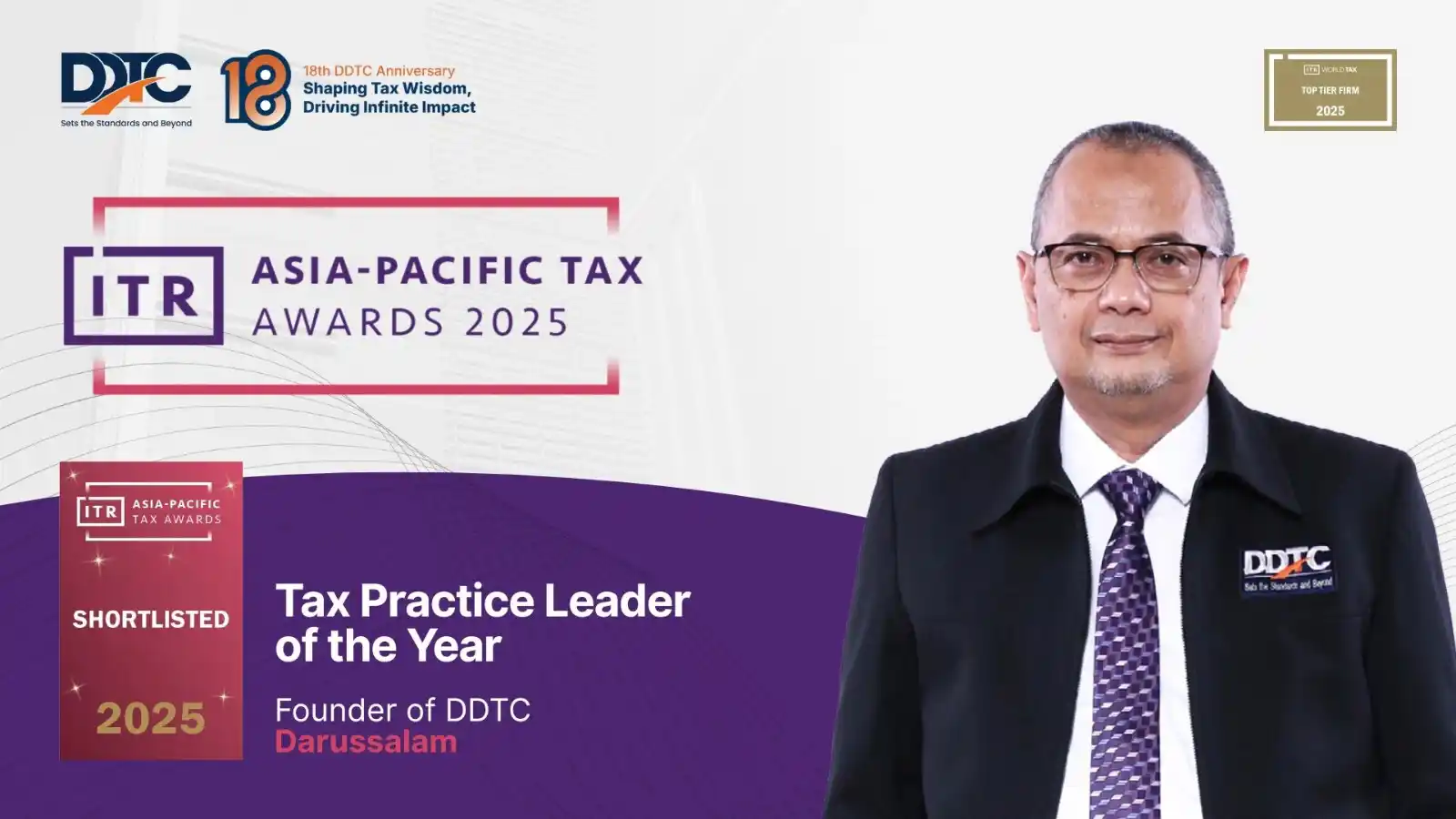 Sukses Pimpin DDTC, Darussalam Masuk Nominasi Asia-Pacific Tax Awards