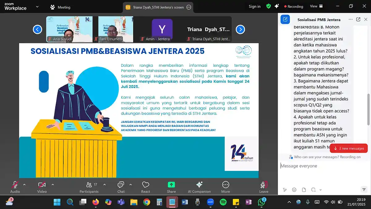 DDTC Buka Program Beasiswa kepada Mahasiswa STHI Jentera