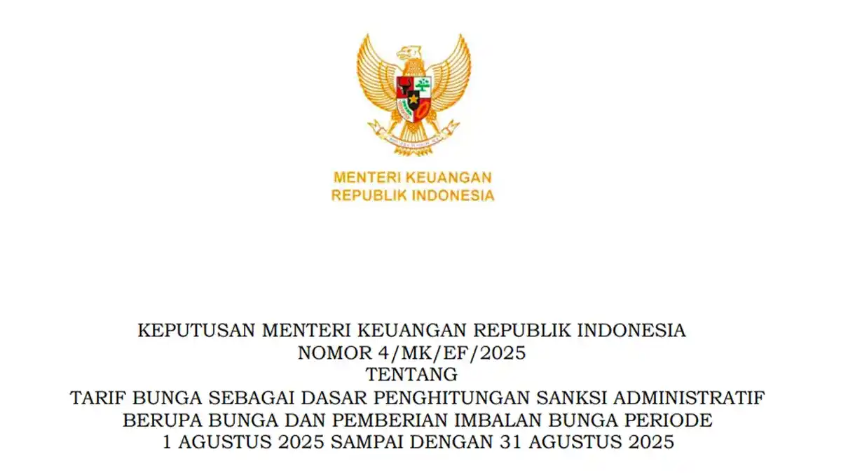 KMK Baru! Simak Tarif Bunga Sanksi Administrasi Pajak Agustus 2025