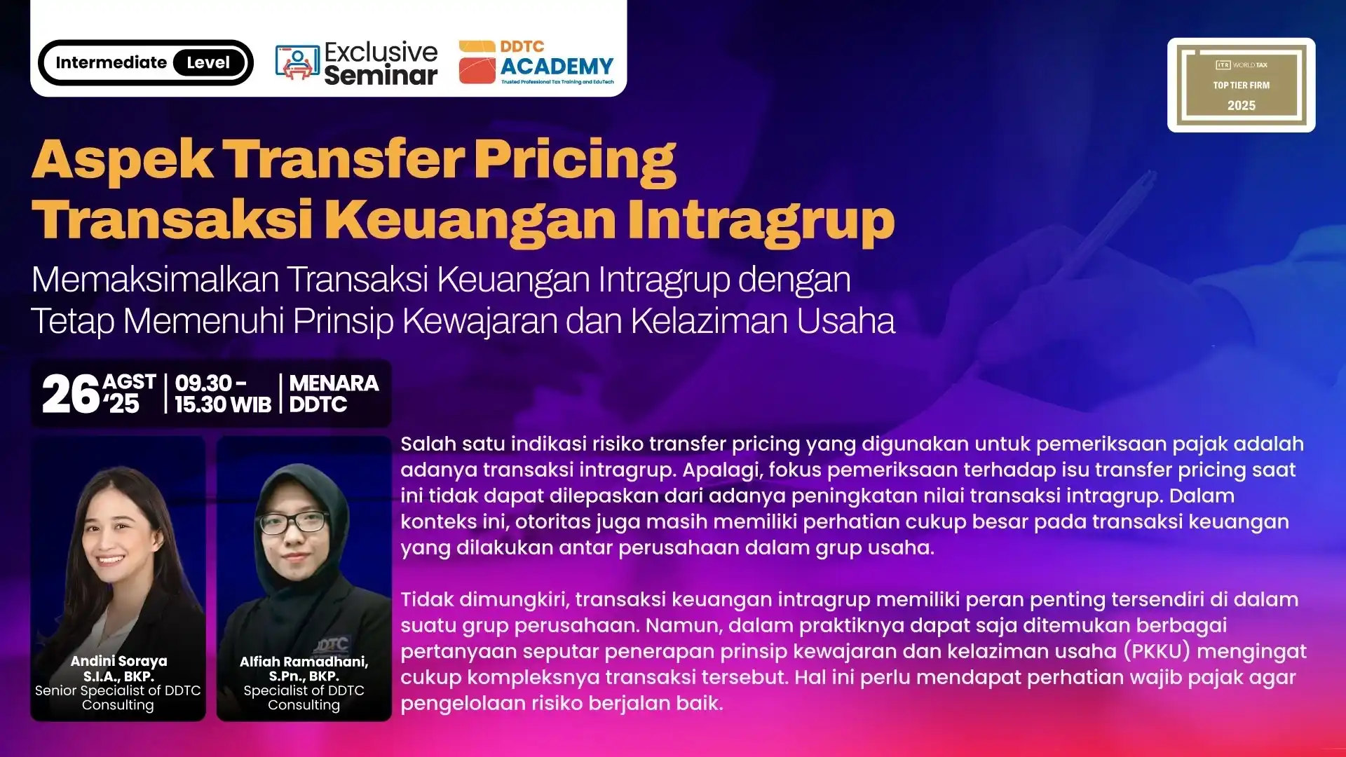 Ditutup Siang Ini, Daftar Seminar Transfer Pricing Transaksi Keuangan