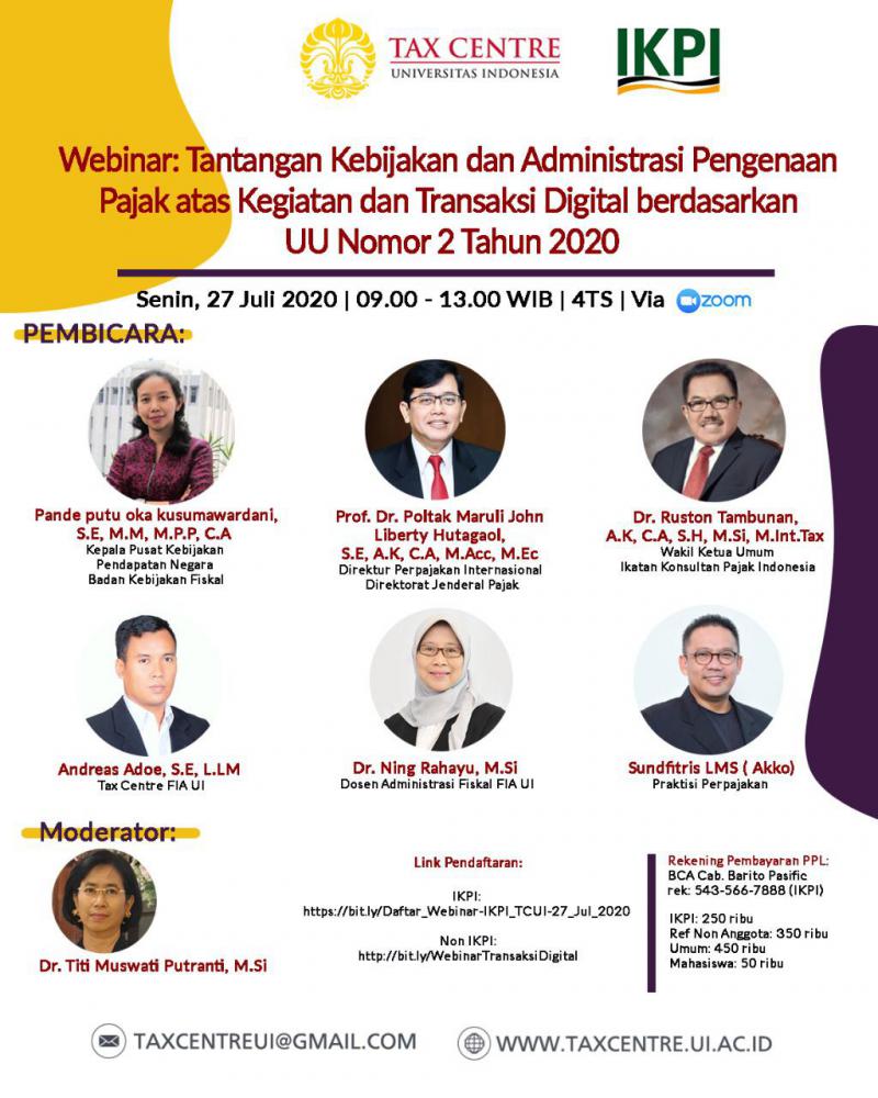 IKPI dan Tax Center UI Gelar Webinar Transaksi Digital, Mau Ikut?