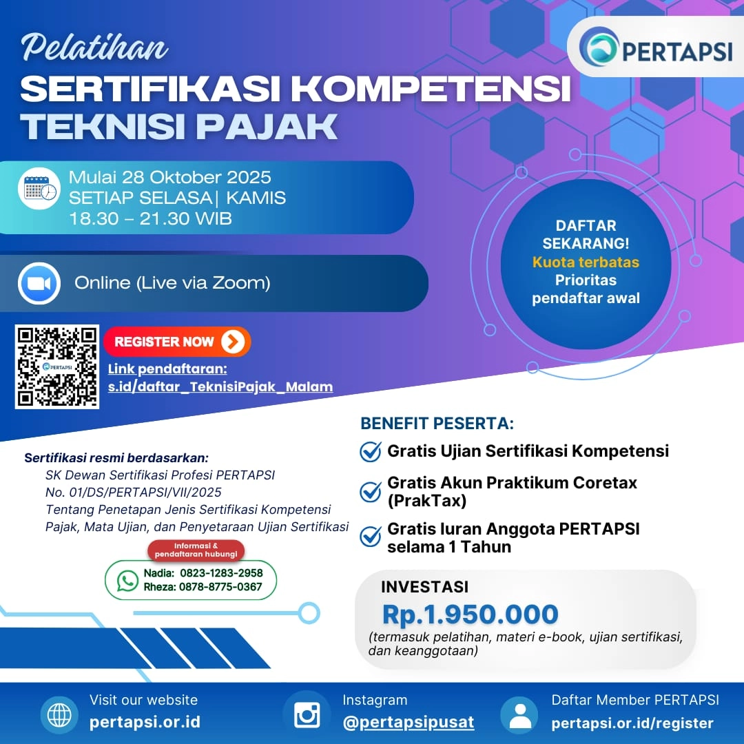 Kelas Malam! Sertifikasi Teknisi Pajak untuk Mahasiswa hingga Pekerja