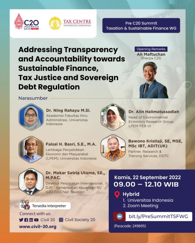 TSFWG-UI Gelar Diskusi Publik Soal Keadilan Pajak dan Utang, Tertarik?