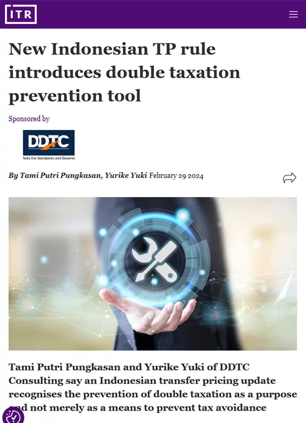 Cover New Indonesian TP Rule Introduces Double Taxation Prevention Tool