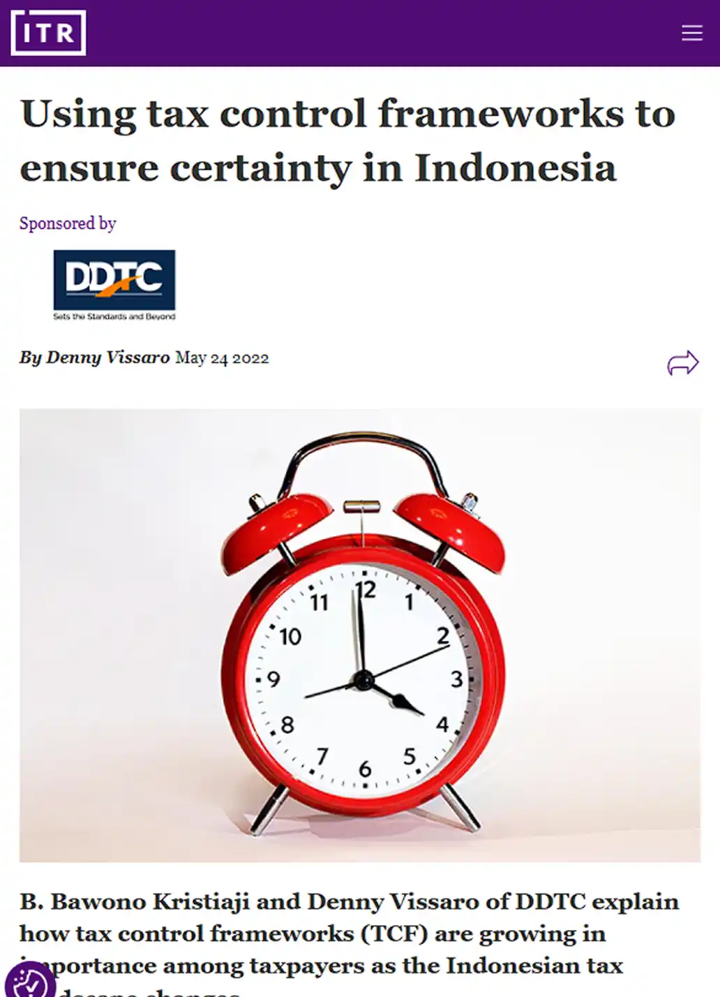Cover Using Tax Control Frameworks to Ensure Certainty in Indonesia